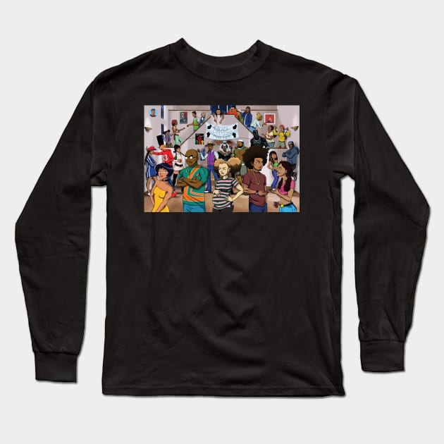 Black Cartoon Reunion #1 Long Sleeve T-Shirt by TreTre_Art